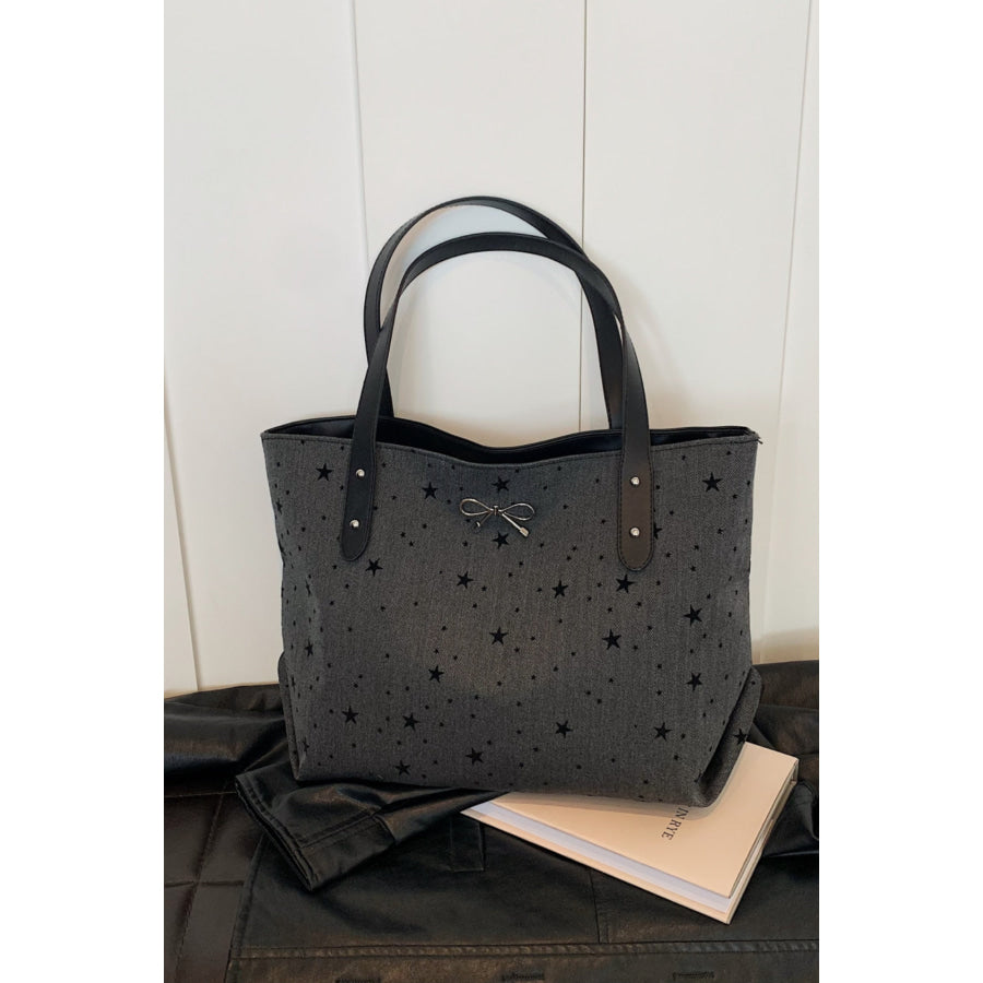 Polyester Bow Polka Dot Tote Bag Stars / One Size Apparel and Accessories