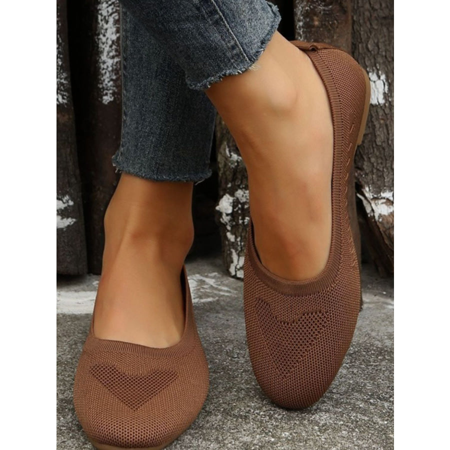 Polyester Flat Slip-Ons Dark Brown / 36(US5) Apparel and Accessories