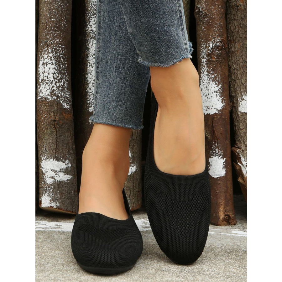Polyester Flat Slip-Ons Black / 36(US5) Apparel and Accessories