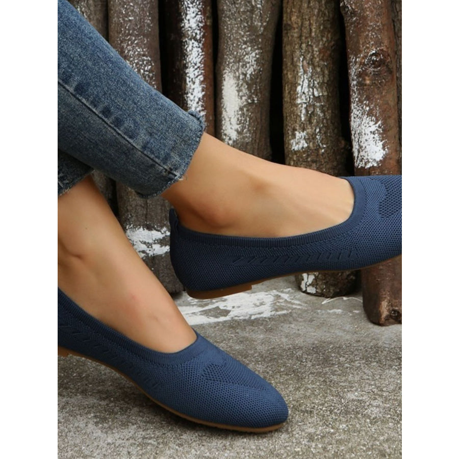 Polyester Flat Slip-Ons Peacock Blue / 36(US5) Apparel and Accessories