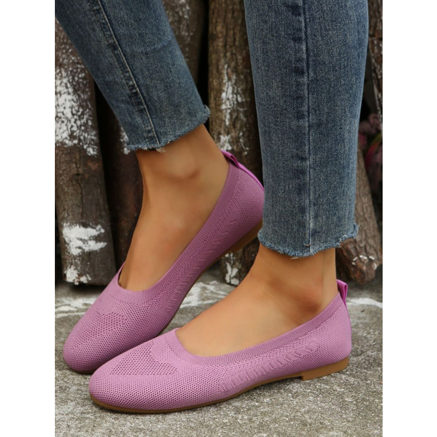 Polyester Flat Slip-Ons Pink Purple / 36(US5) Apparel and Accessories