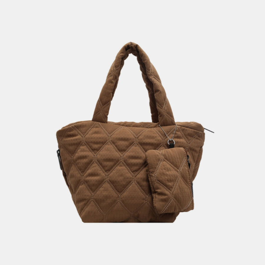 Polyester Medium Tote Bag Coffee Brown / One Size Apparel and Accessories