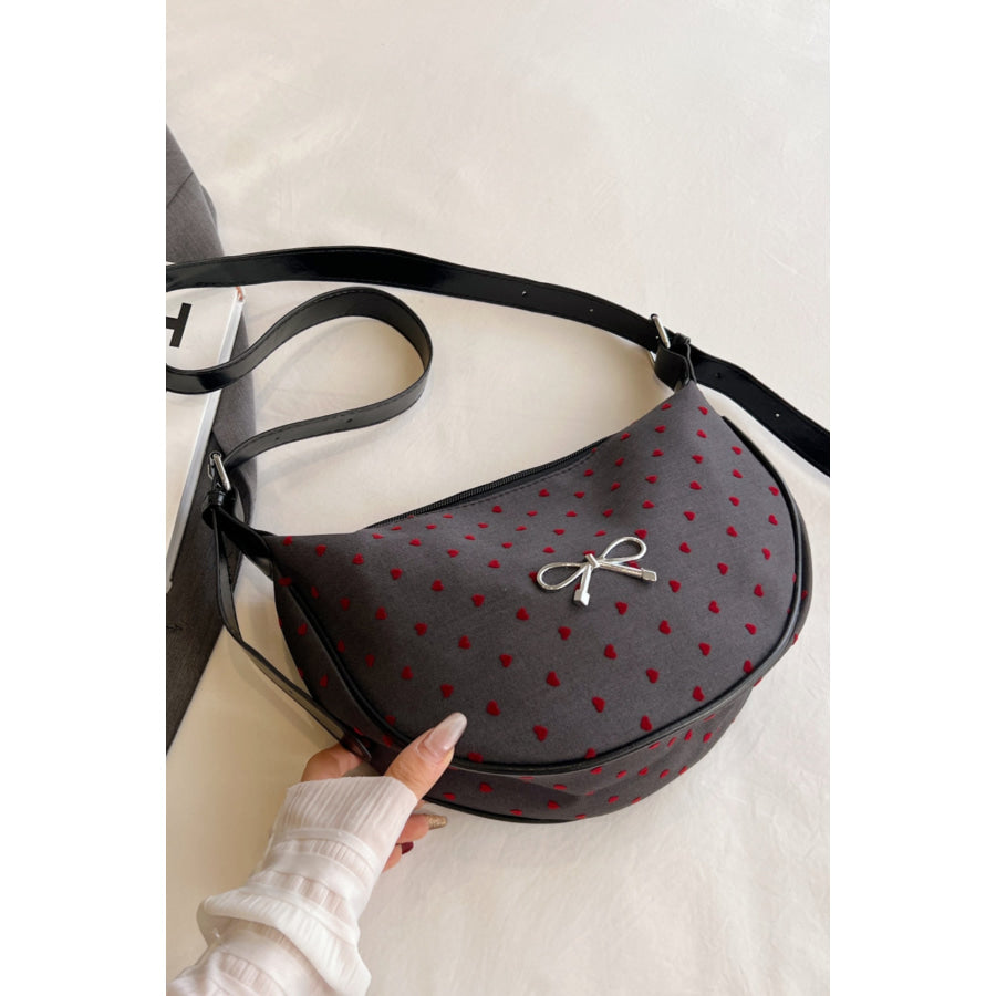 Polyester Printed Adjustable Strap Crossbody Bag Heart / One Size Apparel and Accessories