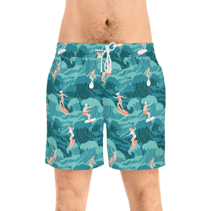 Preorder Custom Design Men’s Mid-Length Swim Shorts - Aussie Surf All Over Prints