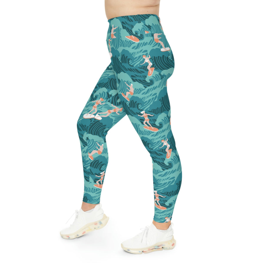 Preorder Custom Design Plus Size Leggings - Aussie Surf All Over Prints