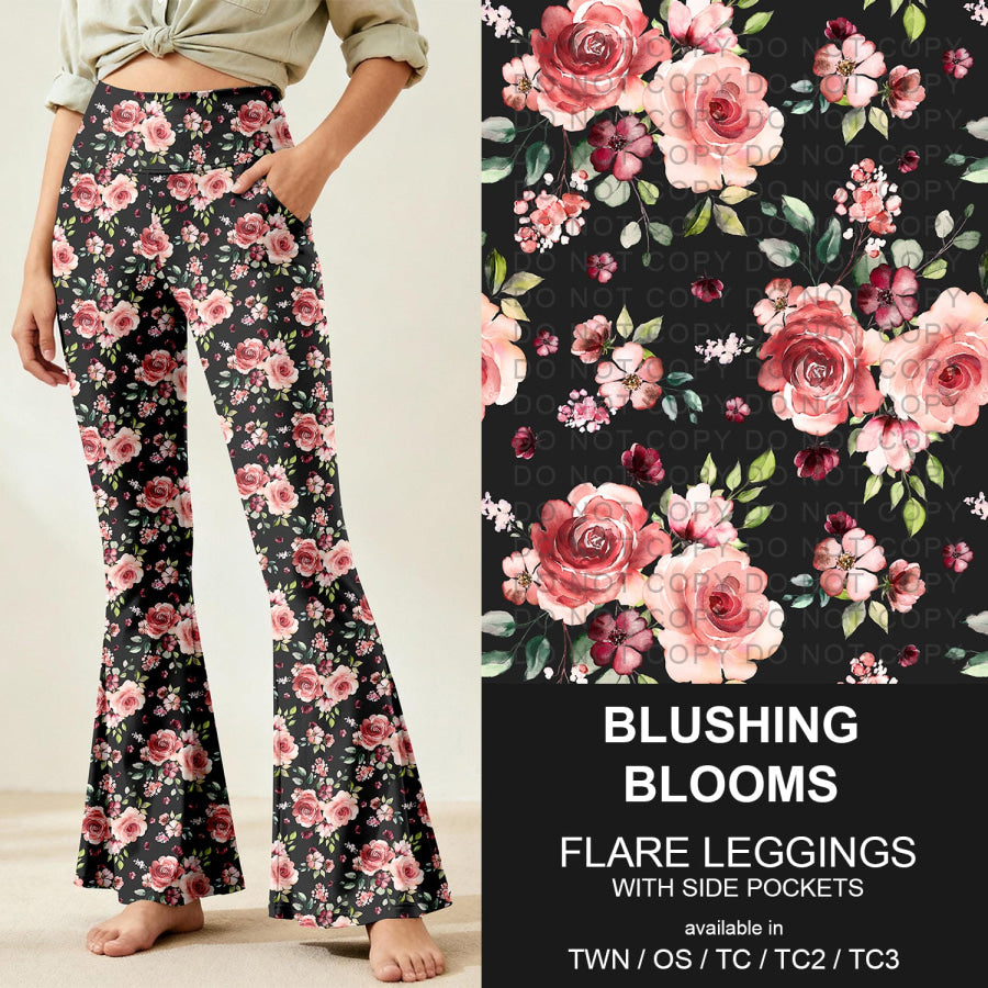 Preorder Custom Flare Leggings - Blushing Blooms - Closes 9 Nov - ETA early Feb 2026 Loungewear