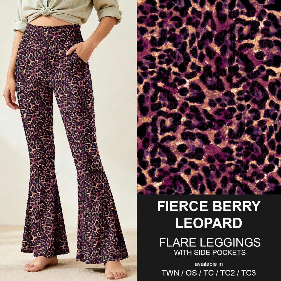 Preorder Custom Flare Leggings - Fierce Berry Leopard - Closes 9 Nov - ETA early Feb 2026 Loungewear
