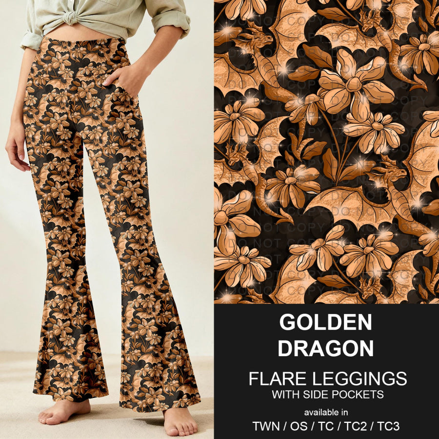Preorder Custom Flare Leggings - Golden Dragon - Closes 9 Nov - ETA early Feb 2026 Loungewear