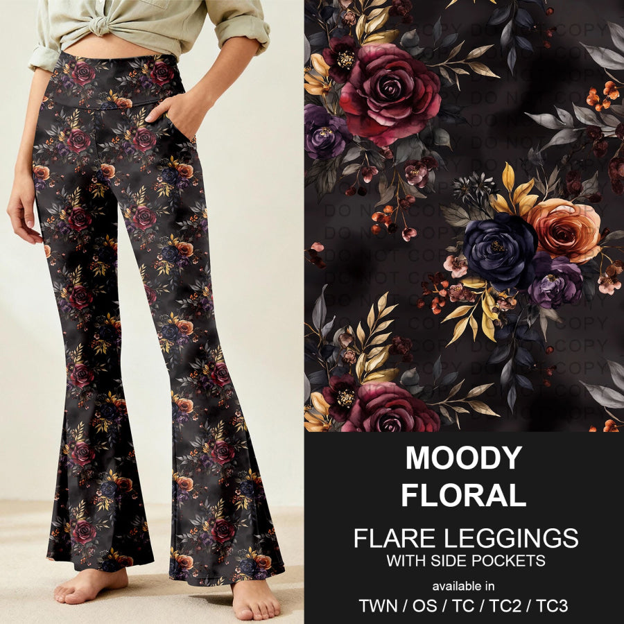 Preorder Custom Flare Leggings - Moody Floral - Closes 9 Nov - ETA early Feb 2026 Loungewear
