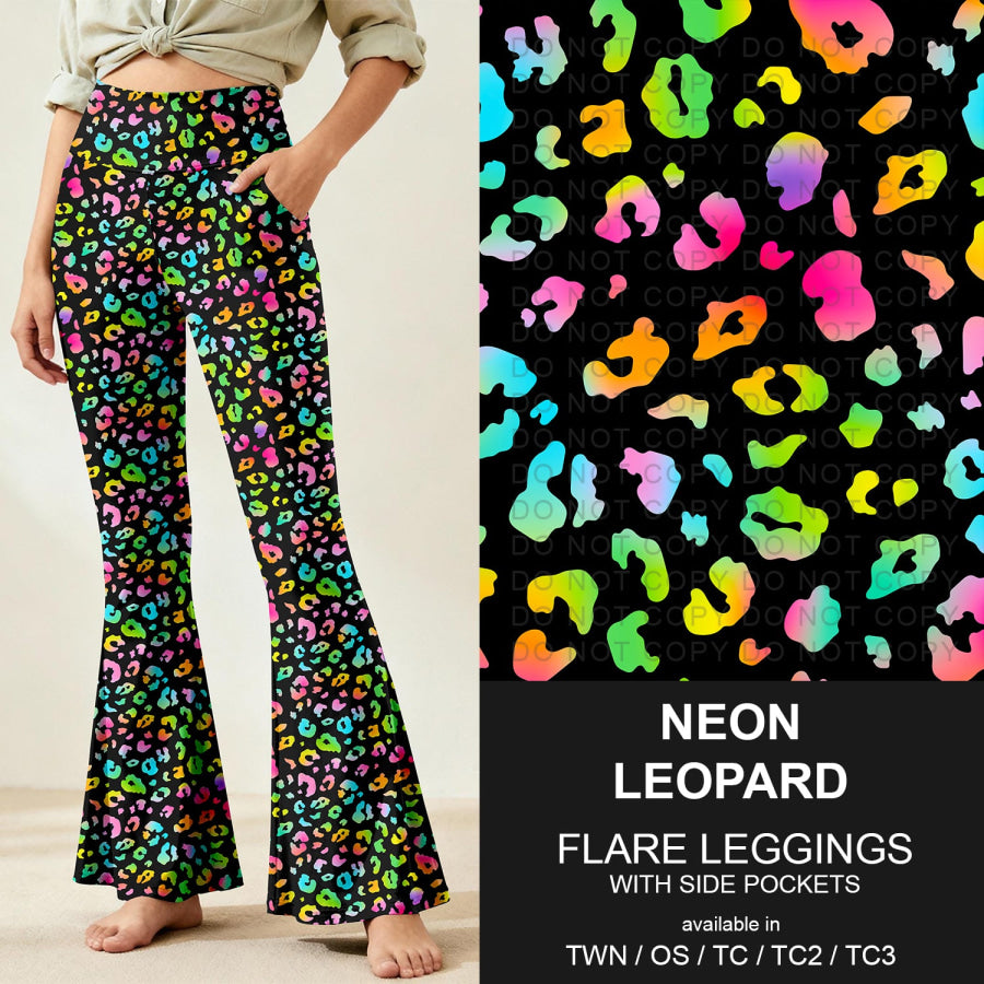 Preorder Custom Flare Leggings - Neon Leopard - Closes 9 Nov - ETA early Feb 2026 Loungewear