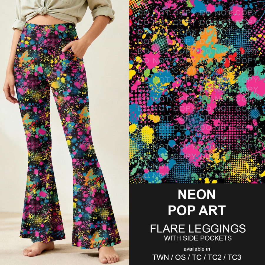 Preorder Custom Flare Leggings - Neon Pop Art - Closes 9 Nov - ETA early Feb 2026 Loungewear