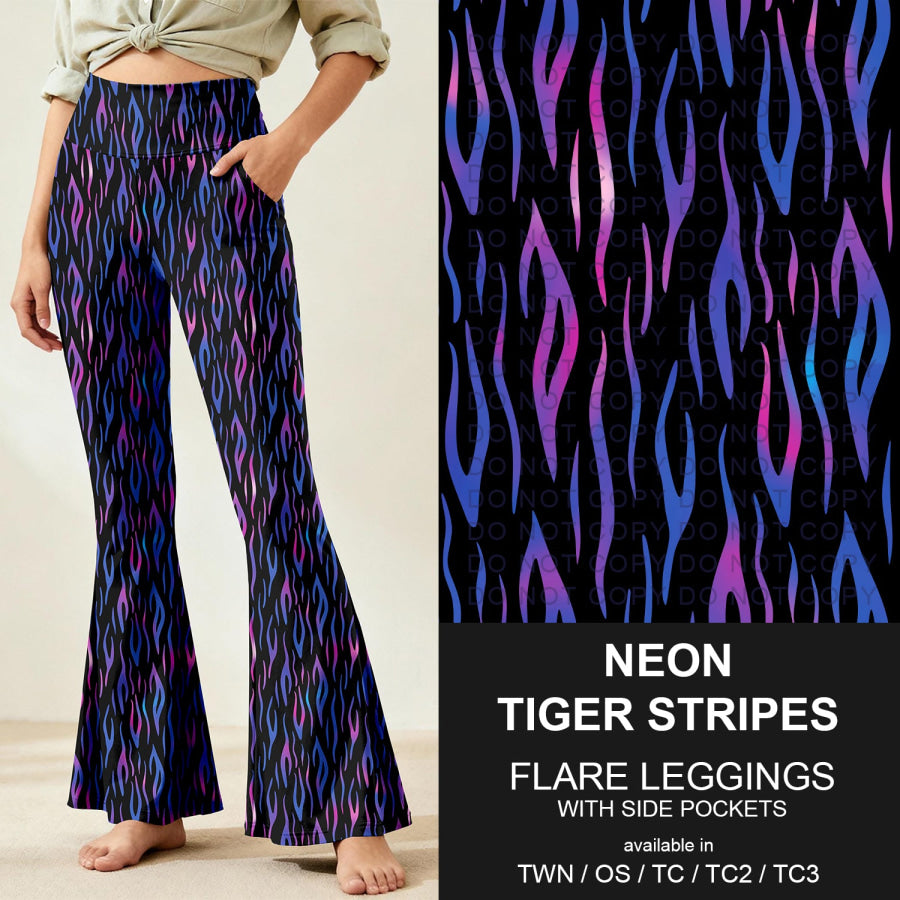 Preorder Custom Flare Leggings - Neon Tiger Stripes - Closes 9 Nov - ETA early Feb 2026 Loungewear