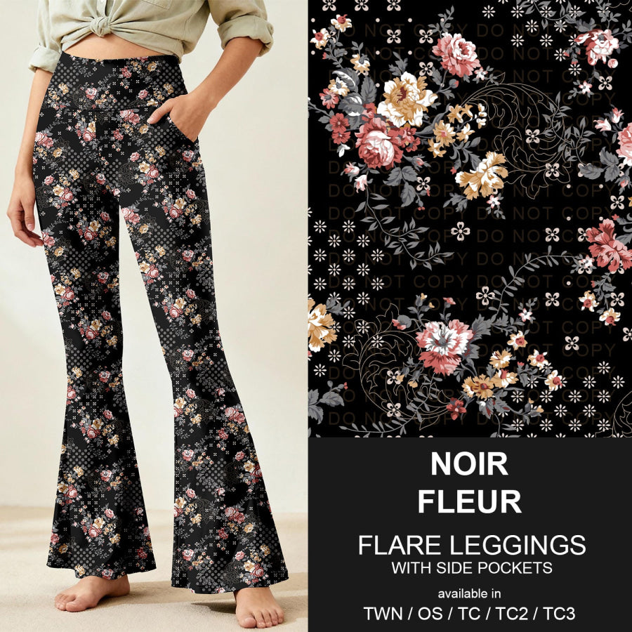 Preorder Custom Flare Leggings - Noir Fleur - Closes 9 Nov - ETA early Feb 2026 Loungewear
