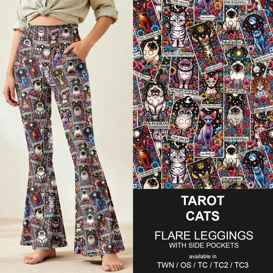 Preorder Custom Flare Leggings - Tarot Cats - Closes 9 Nov - ETA early Feb 2026 Loungewear