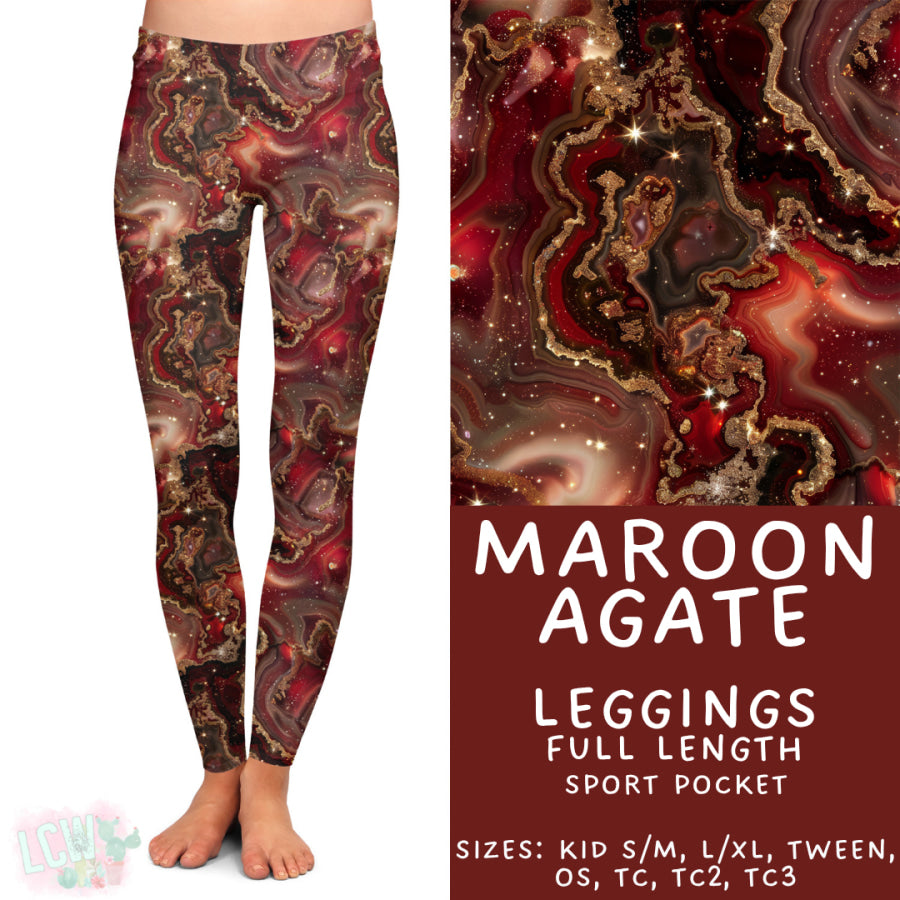 Preorder Custom Styles - Maroon Agate - Closes 17 Nov - ETA early Feb 2026 Leggings