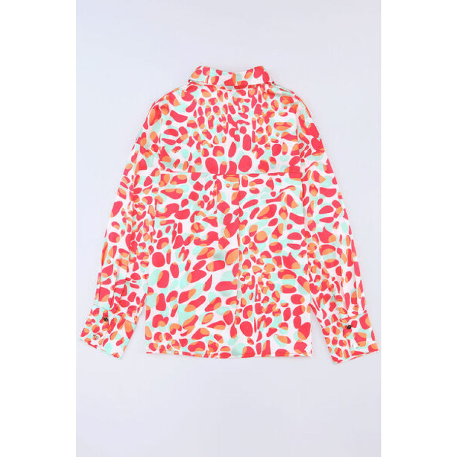 Printed Button Up Dropped Shoulder Shirt Apparel and Accessories