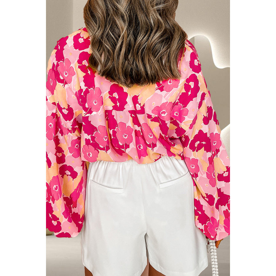 Printed Button Up Long Sleeve Blouse Apparel and Accessories