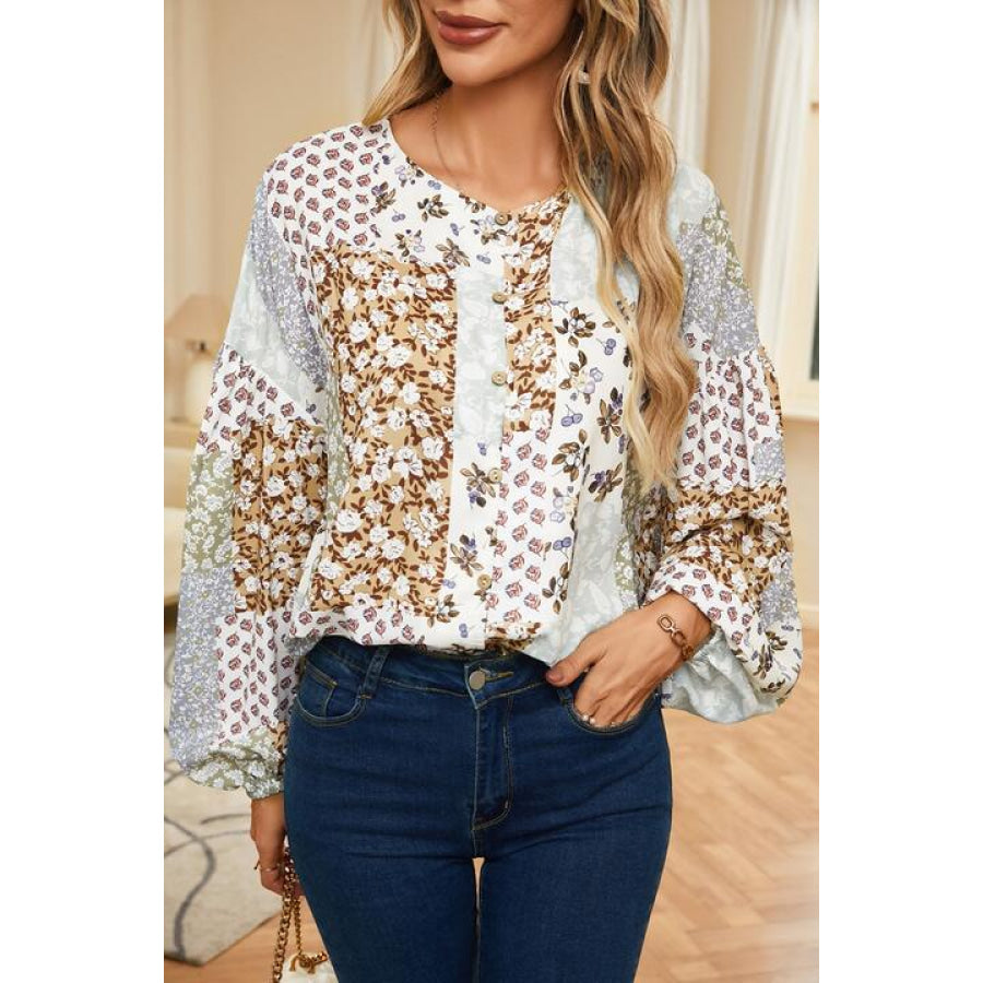 Printed Button Up Long Sleeve Shirt Apparel and Accessories