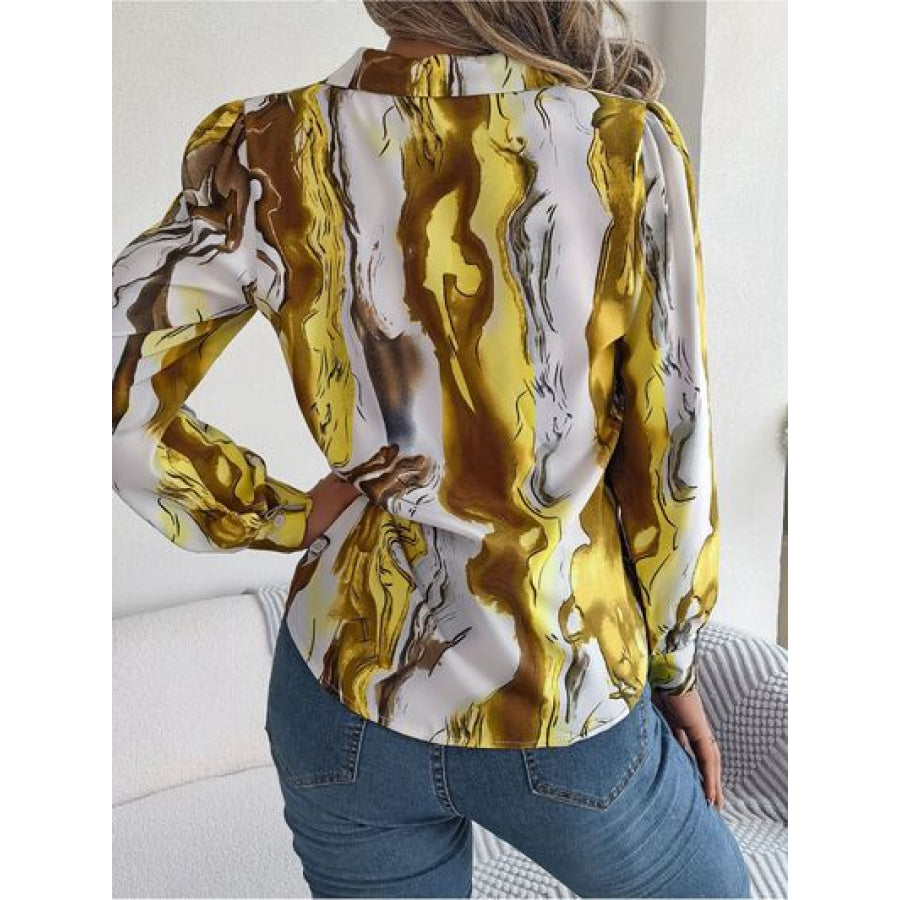 Printed Button Up Long Sleeve Shirt Apparel and Accessories