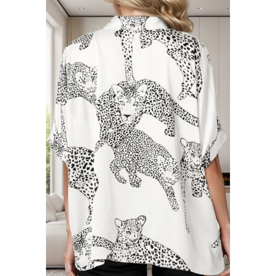 Printed Collared Neck Half Sleeve Shirt Apparel and Accessories