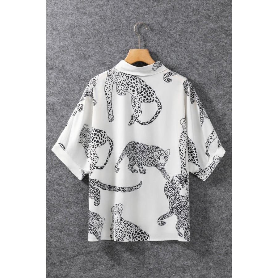 Printed Collared Neck Half Sleeve Shirt Apparel and Accessories