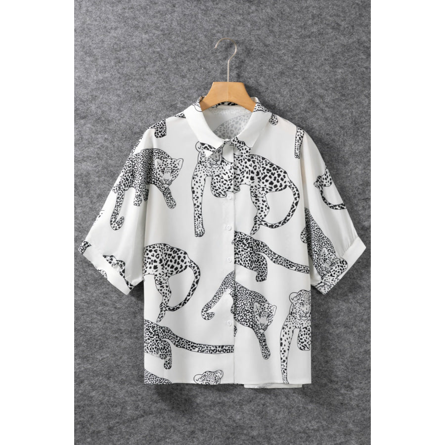 Printed Collared Neck Half Sleeve Shirt Apparel and Accessories