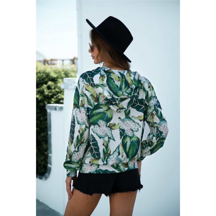 Printed Dropped Shoulder Hoodie Forest / S