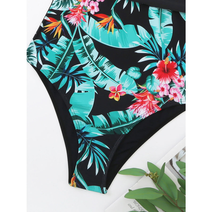 Printed Halter Neck One-Piece Swimwear Apparel and Accessories