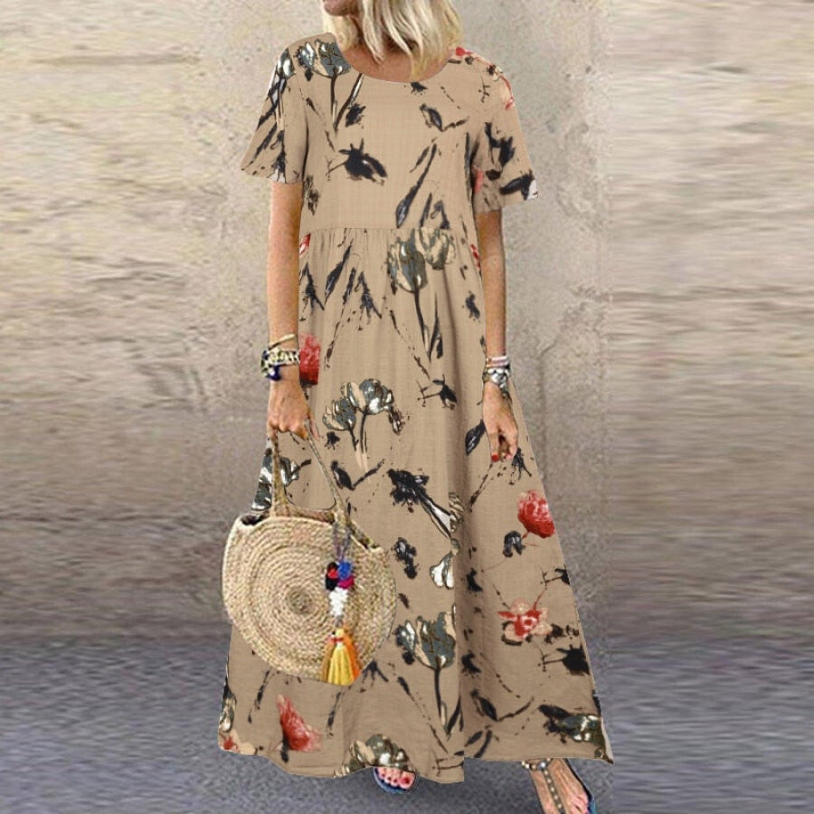 Printed Maxi Dress - Assorted Designs A1 Beige CottonRayon / S Maxi Dresses