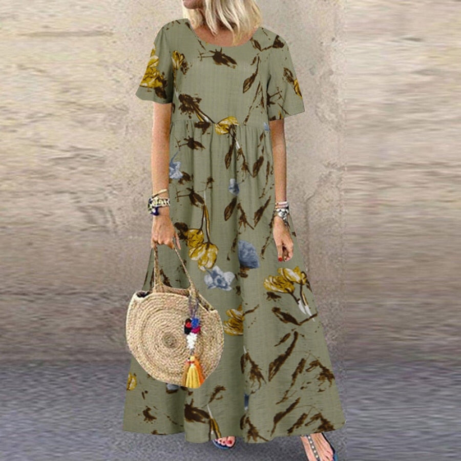 Printed Maxi Dress - Assorted Designs A1 Green CottonRayon / S Maxi Dresses