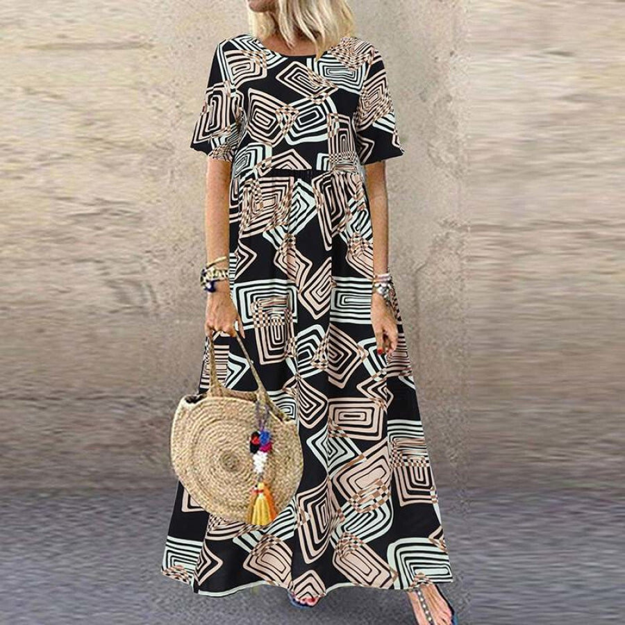 Printed Maxi Dress - Assorted Designs A2 Beige Rayon / S Maxi Dresses