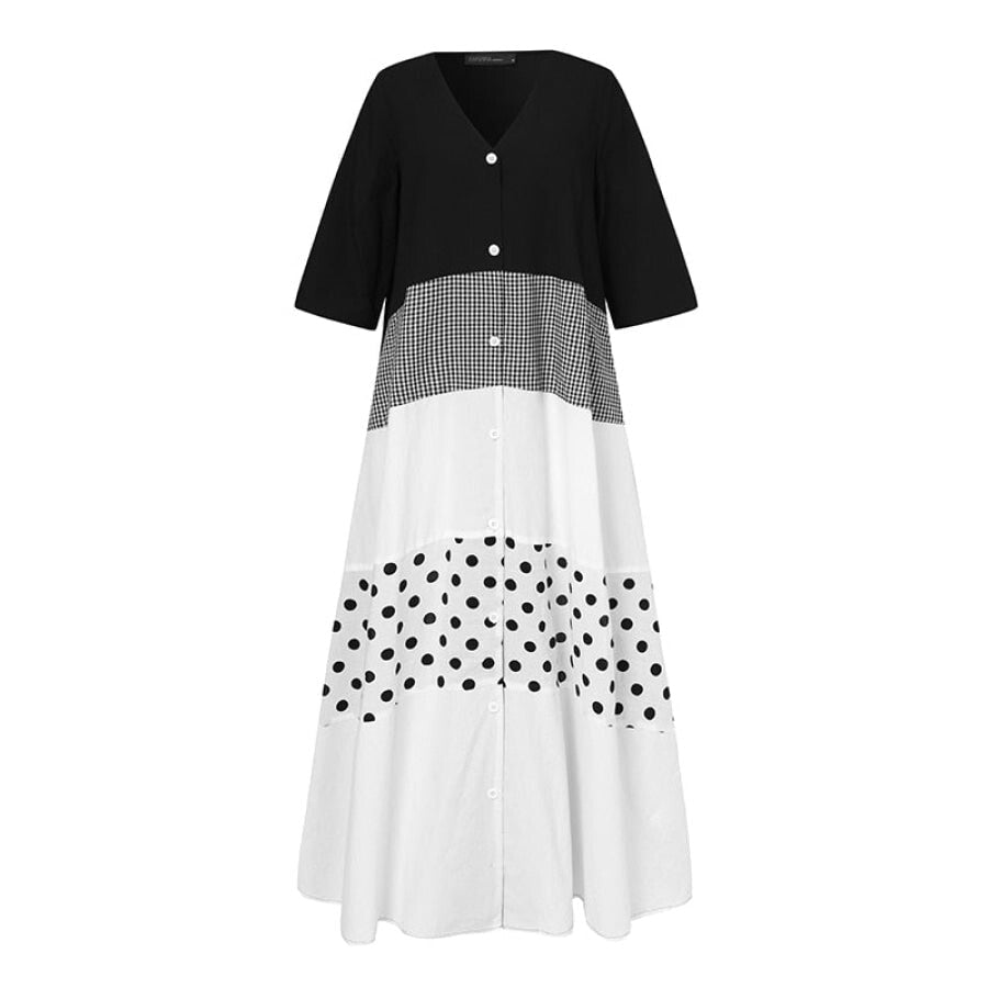 Printed Maxi Dress - Assorted Designs E Cotton Black / 4XL Maxi Dresses