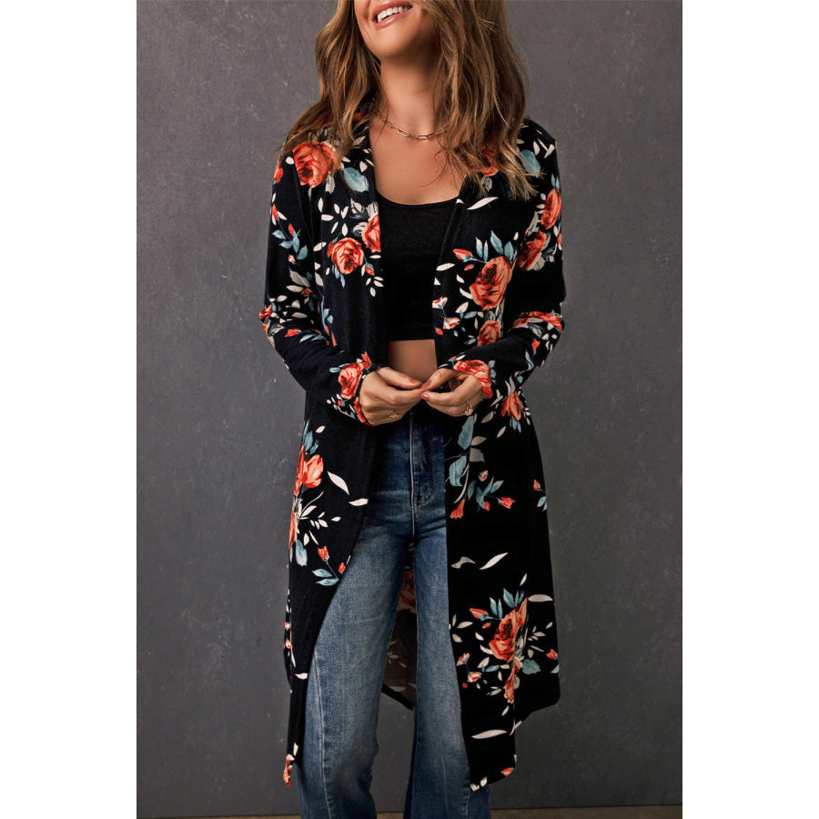 Printed Open Front Longline Cardigan