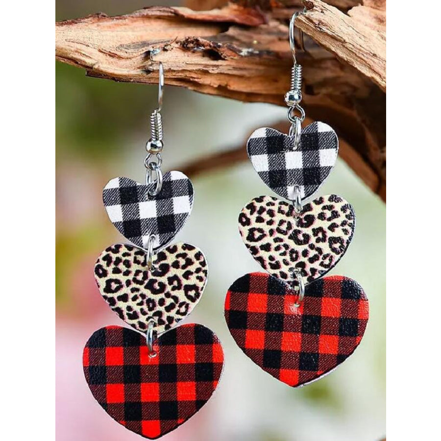 Printed PU Leather Dangle Earrings Style A / One Size Apparel and Accessories