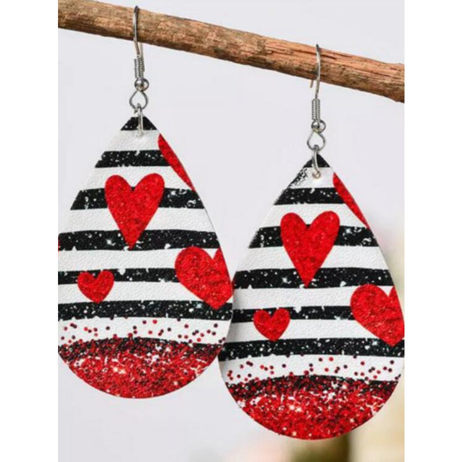Printed PU Leather Dangle Earrings Style E / One Size Apparel and Accessories