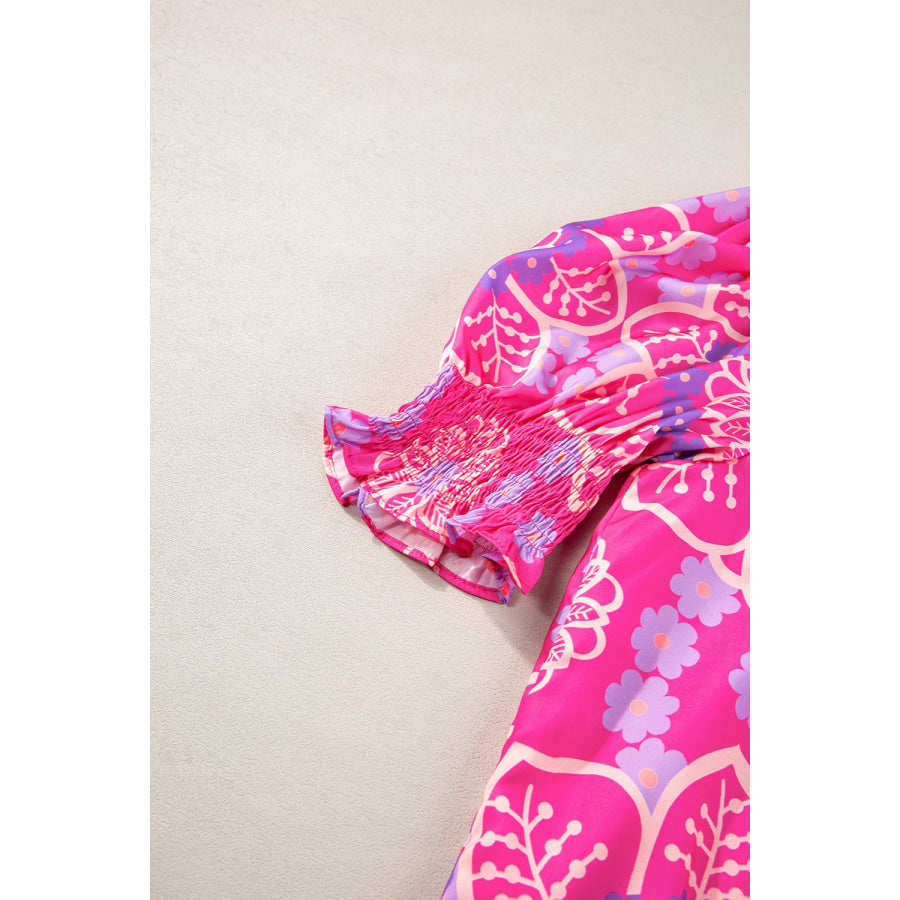 Printed Round Neck Half Sleeve Blouse Apparel and Accessories