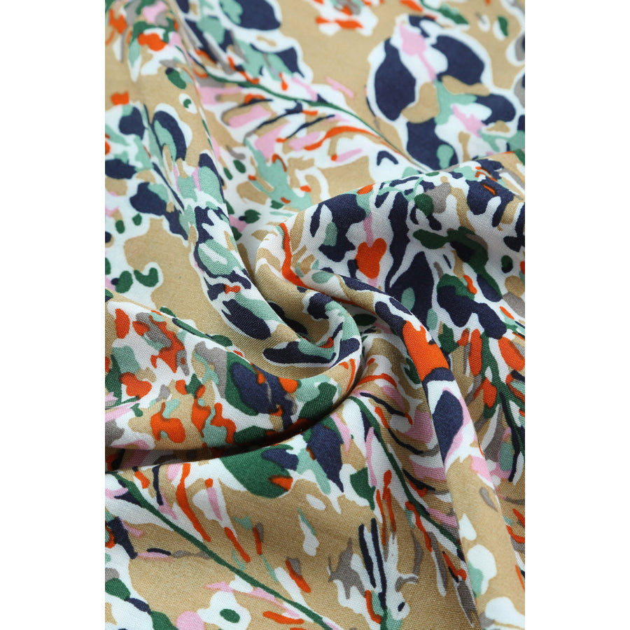 Printed Smocked Waist Wide Leg Pants