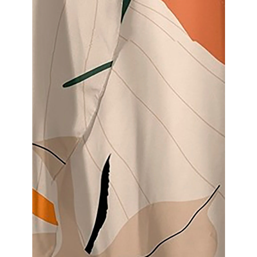 Printed Surplice Wide Strap Swimwear and Skirt Swim Set Apparel Accessories