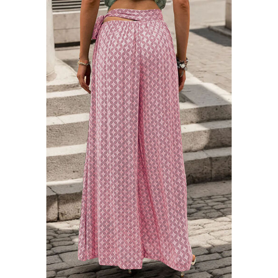 Printed Tied Wide Leg Pants Apparel and Accessories