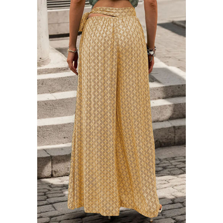 Printed Tied Wide Leg Pants Apparel and Accessories