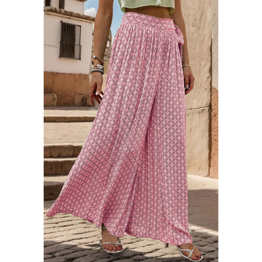Printed Tied Wide Leg Pants Apparel and Accessories