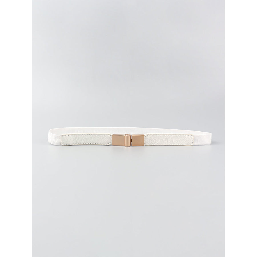 PU Elastic Skinny Belt White / One Size