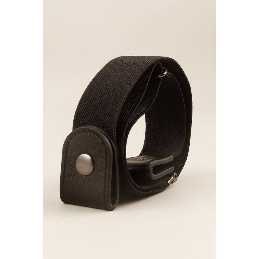 PU Elastic Snap Closure Belt Black / One Size