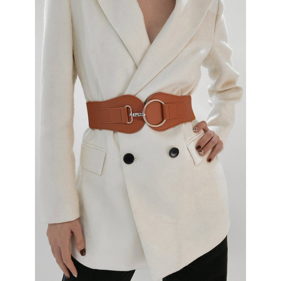 PU Elastic Wide Belt Caramel / One Size