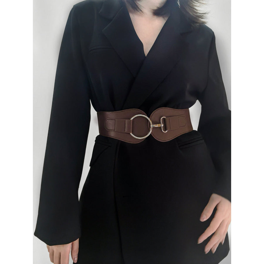 PU Elastic Wide Belt Chestnut / One Size