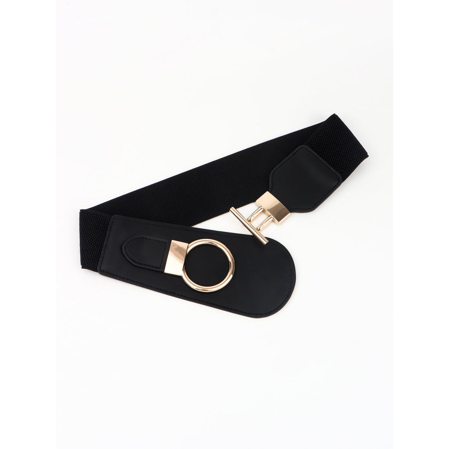 PU Elastic Wide Belt with Alloy Buckle
