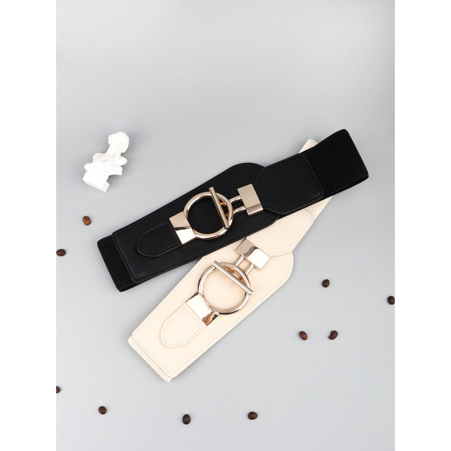 PU Elastic Wide Belt with Alloy Buckle