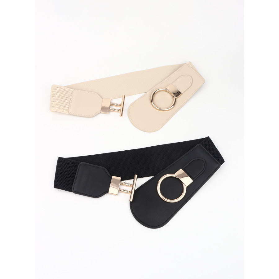 PU Elastic Wide Belt with Alloy Buckle