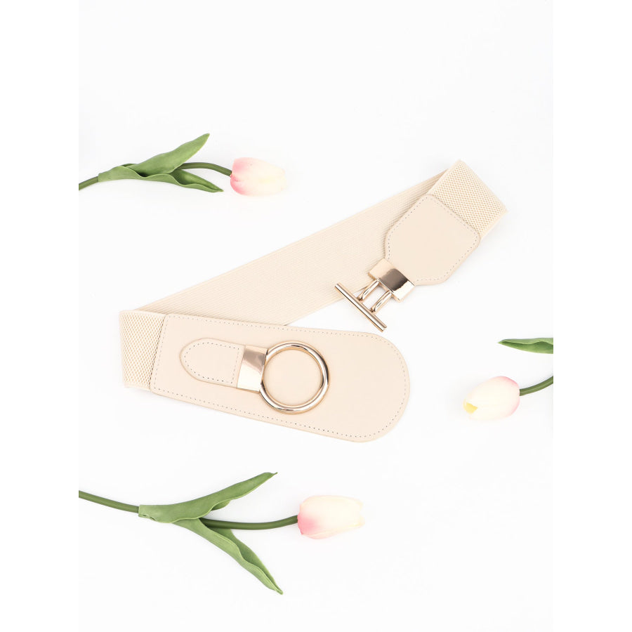 PU Elastic Wide Belt with Alloy Buckle
