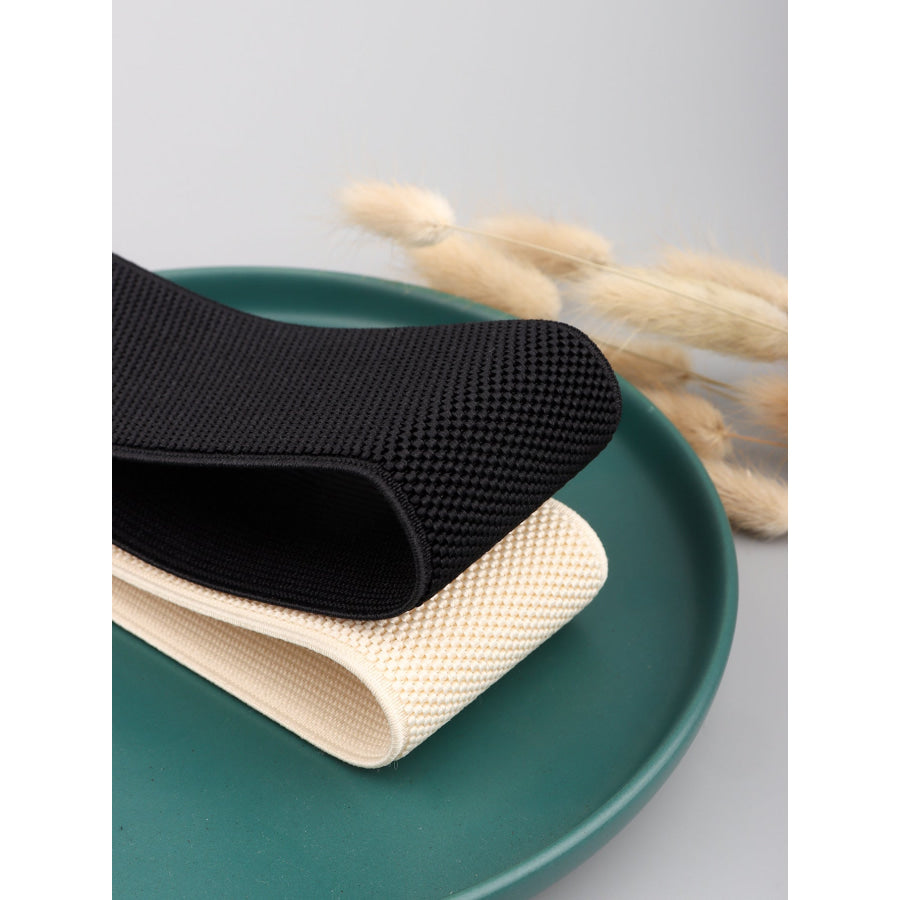 PU Elastic Wide Belt with Alloy Buckle
